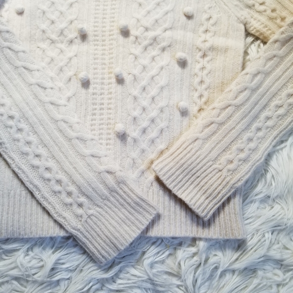 J Crew Popcorn Cable Knit Beige Lambswool Sweater - Picture 5 of 7